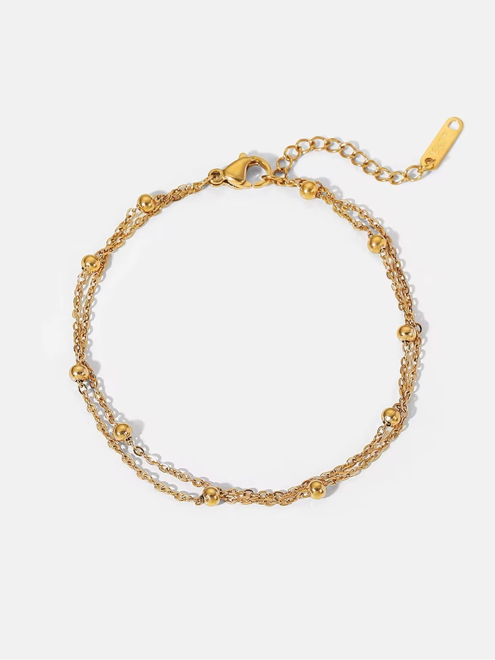 18K Gold Plated Double-Layer Beaded Chain Bracelet